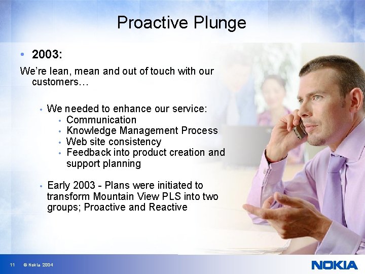 Proactive Plunge • 2003: We’re lean, mean and out of touch with our customers…