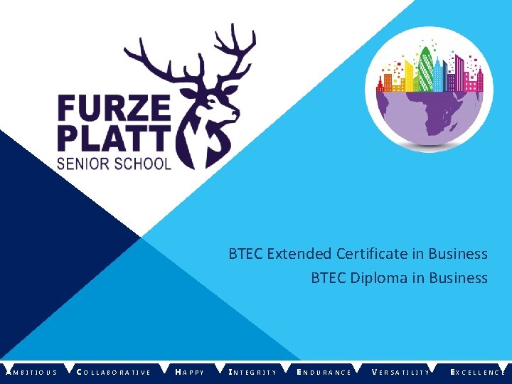 BTEC Extended Certificate in Business BTEC Diploma in Business AM BITIOUS C OLLABORATIVE H