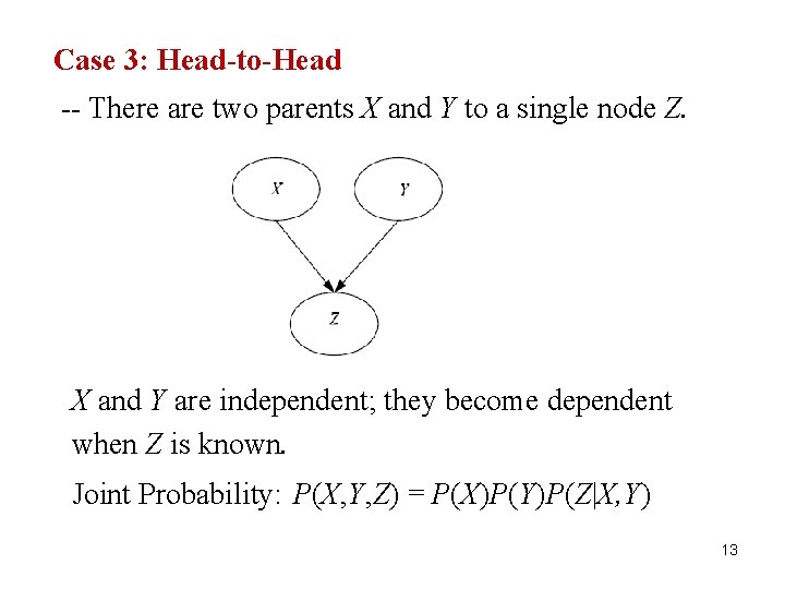 Case 3: Head-to-Head 13 -- There are two parents X and Y to a