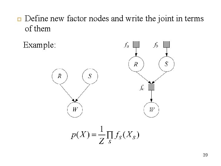  39 Define new factor nodes and write the joint in terms of them