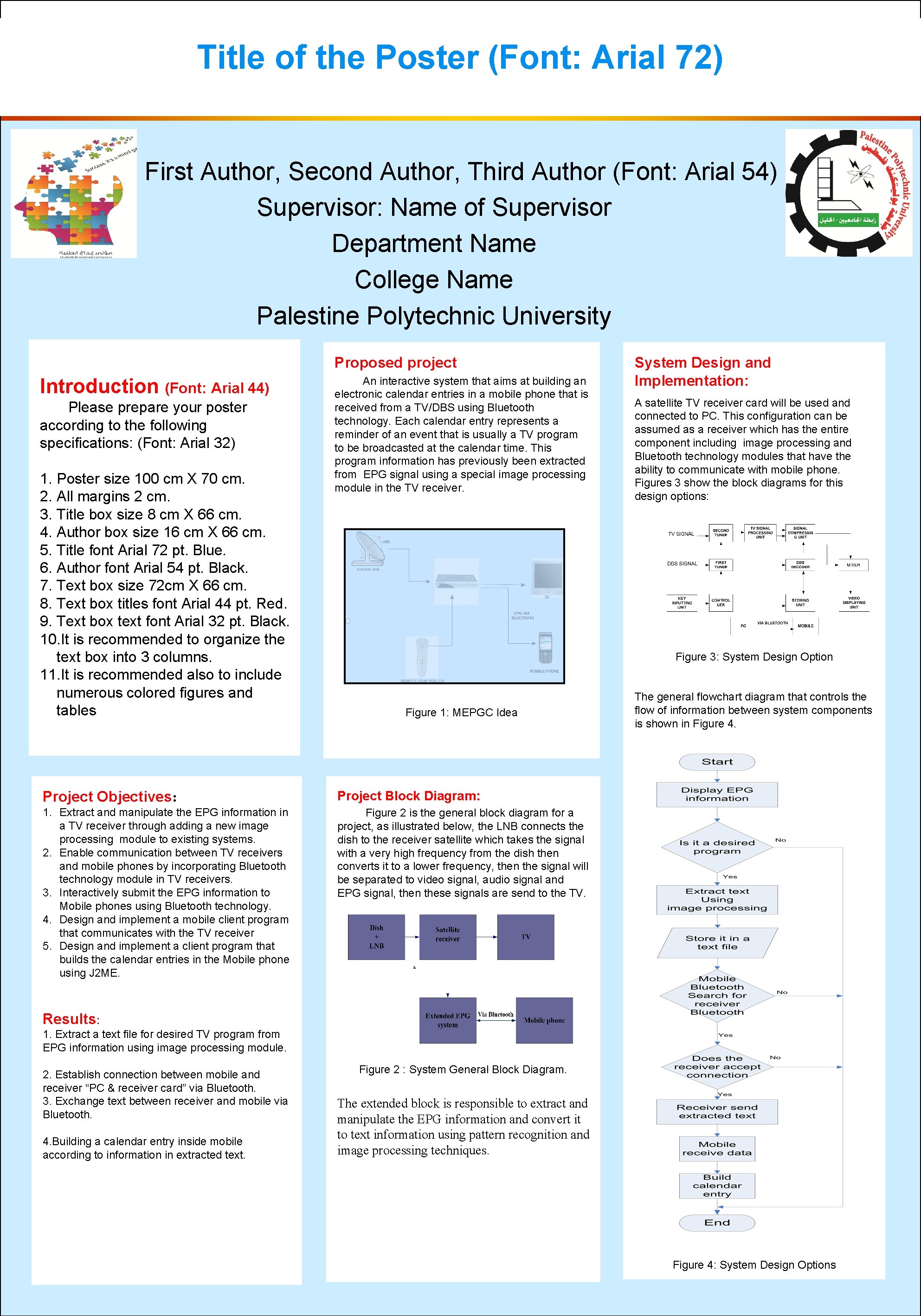 Title of the Poster (Font: Arial 72) First Author, Second Author, Third Author (Font: Title of the Poster (Font: Arial 72) First Author, Second Author, Third Author (Font: