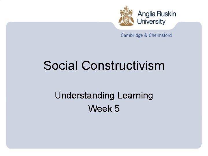 Social Constructivism Understanding Learning Week 5 