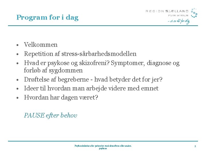 Program for i dag • Velkommen • Repetition af stress-sårbarhedsmodellen • Hvad er psykose