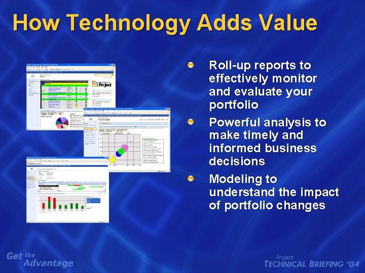 How Technology Adds Value Roll-up reports to effectively monitor and evaluate your portfolio Powerful How Technology Adds Value Roll-up reports to effectively monitor and evaluate your portfolio Powerful
