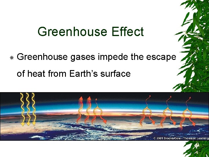 Greenhouse Effect Greenhouse gases impede the escape of heat from Earth’s surface 