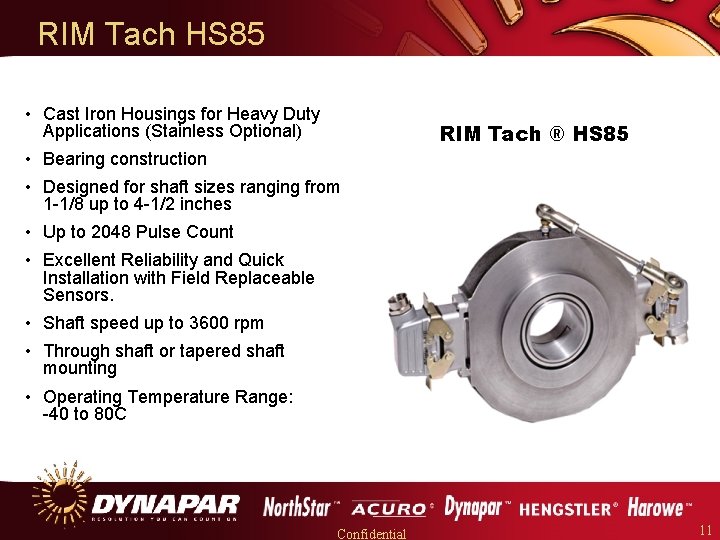 RIM Tach HS 85 • Cast Iron Housings for Heavy Duty Applications (Stainless Optional)