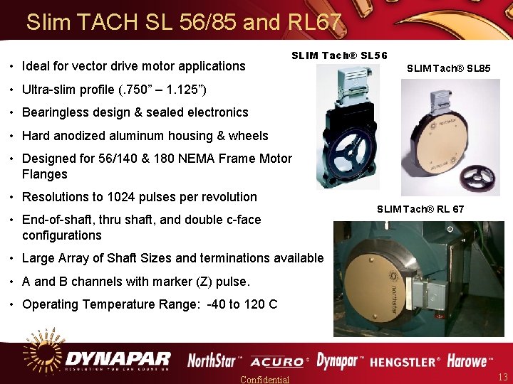 Slim TACH SL 56/85 and RL 67 • Ideal for vector drive motor applications