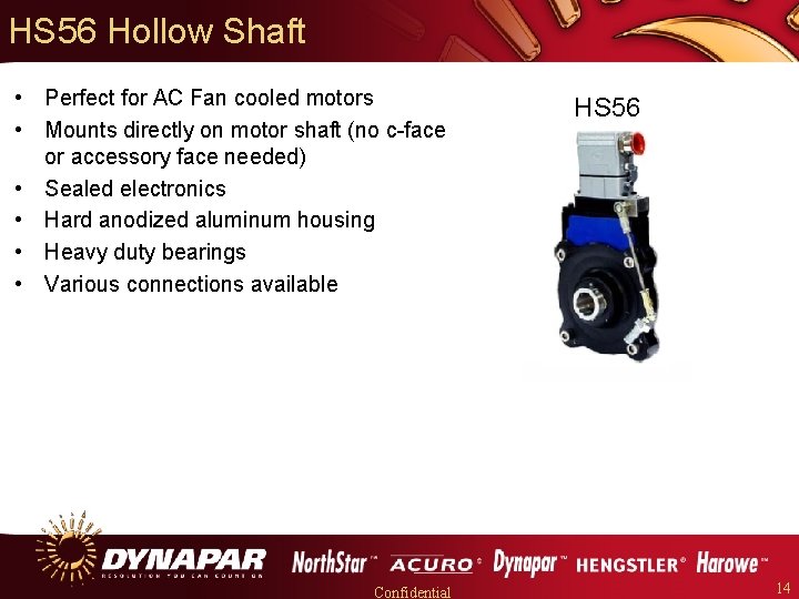 HS 56 Hollow Shaft • Perfect for AC Fan cooled motors • Mounts directly