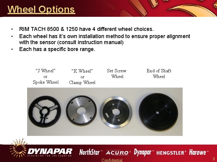 Wheel Options • • • RIM TACH 8500 & 1250 have 4 different wheel