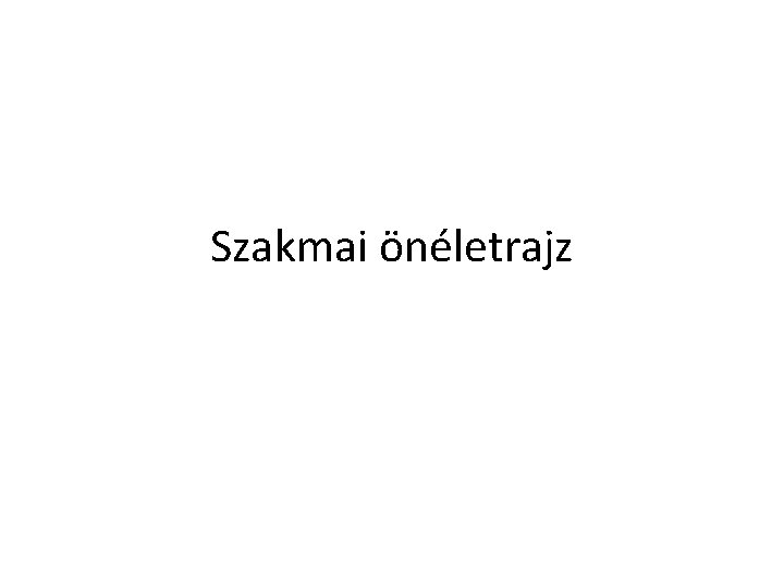 Szakmai önéletrajz 