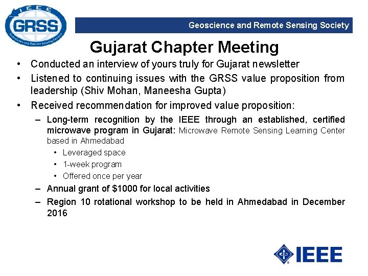 Geoscience and Remote Sensing Society Gujarat Chapter Meeting • Conducted an interview of yours Geoscience and Remote Sensing Society Gujarat Chapter Meeting • Conducted an interview of yours