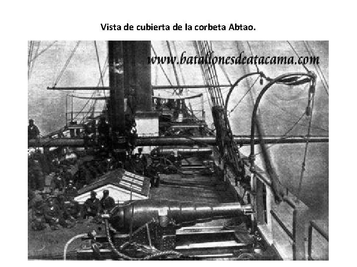 Vista de cubierta de la corbeta Abtao. Vista de cubierta de la corbeta Abtao.