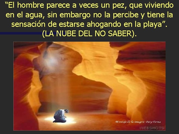 “El hombre parece a veces un pez, que viviendo en el agua, sin embargo