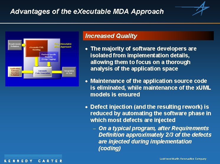 Advantages of the e. Xecutable MDA Approach Increased Quality · The majority of software