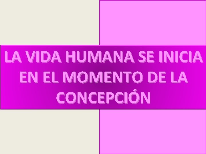 LA VIDA HUMANA SE INICIA EN EL MOMENTO DE LA CONCEPCIÓN 