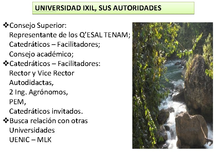 UNIVERSIDAD IXIL, SUS AUTORIDADES v. Consejo Superior: Representante de los Q’ESAL TENAM; Catedráticos –