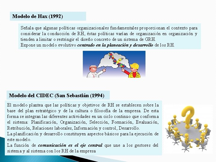 Modelo de Hax (1992) Señala que algunas políticas organizacionales fundamentales proporcionan el contexto para Modelo de Hax (1992) Señala que algunas políticas organizacionales fundamentales proporcionan el contexto para