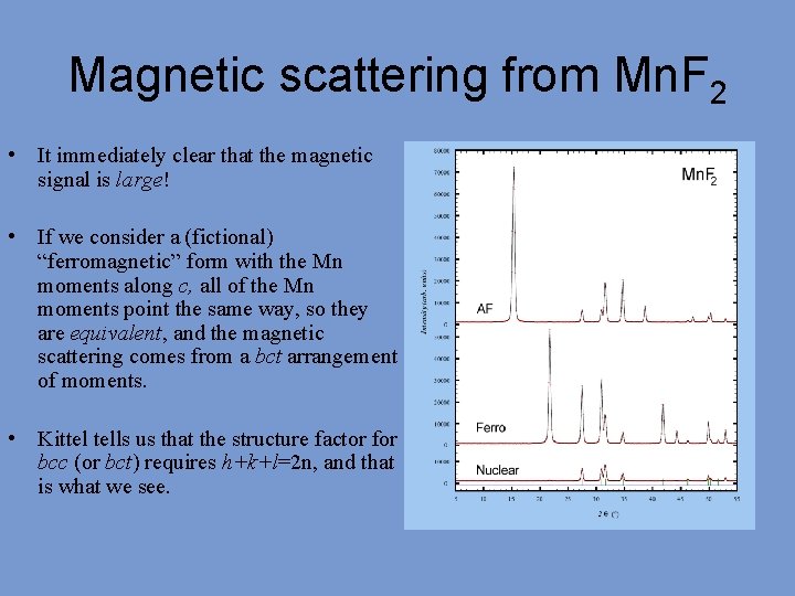 Magnetic scattering from Mn. F 2 • It immediately clear that the magnetic signal