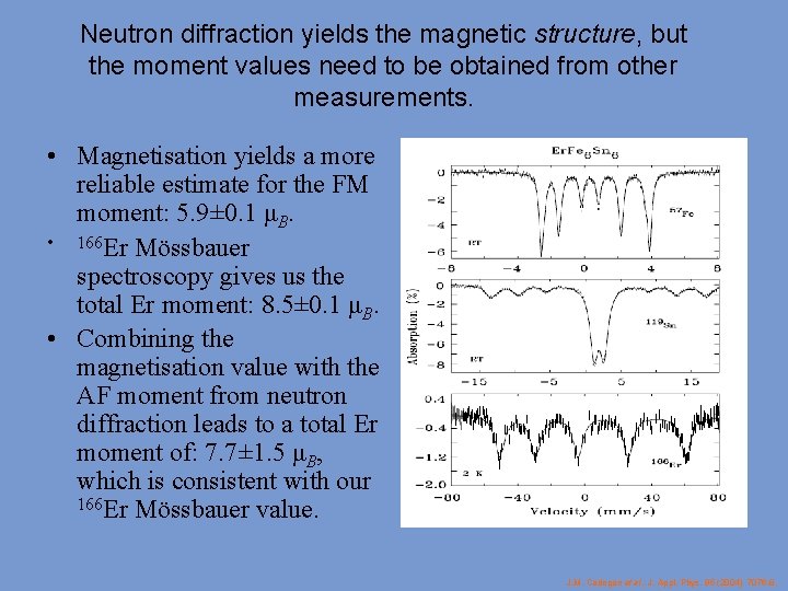 Neutron diffraction yields the magnetic structure, but the moment values need to be obtained