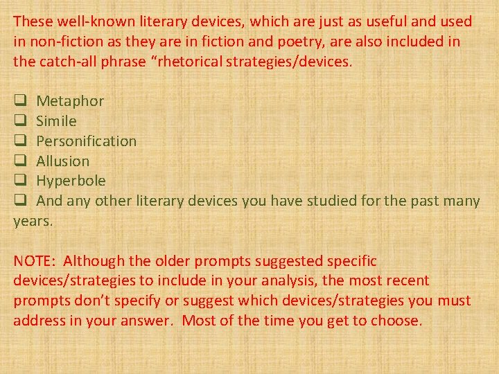 These well-known literary devices, which are just as useful and used in non-fiction as