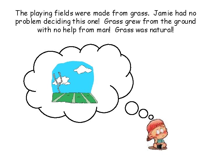 The playing fields were made from grass. Jamie had no problem deciding this one!