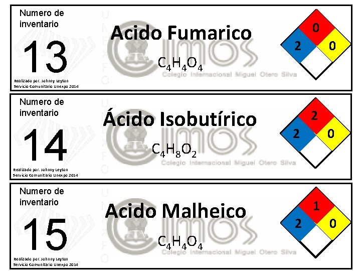 Numero de inventario 13 Acido Fumarico C 4 H 4 O 4 0 2