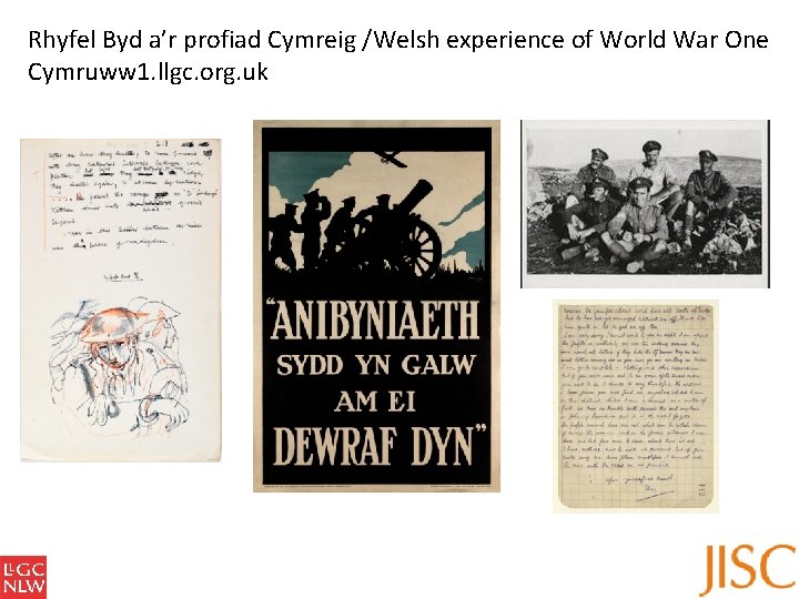 Rhyfel Byd a’r profiad Cymreig /Welsh experience of World War One Cymruww 1. llgc.