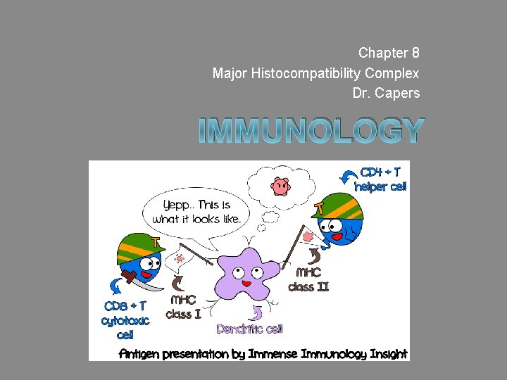 Chapter 8 Major Histocompatibility Complex Dr. Capers IMMUNOLOGY 