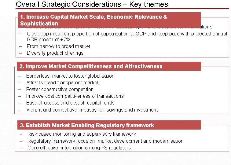 Overall Strategic Considerations – Key themes 1. Increase Capital Market Scale, Economic Relevance &