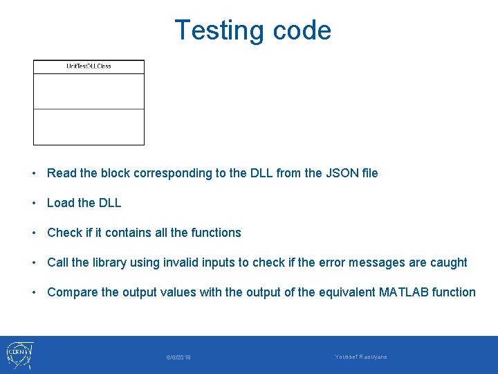 Testing code • Read the block corresponding to the DLL from the JSON file