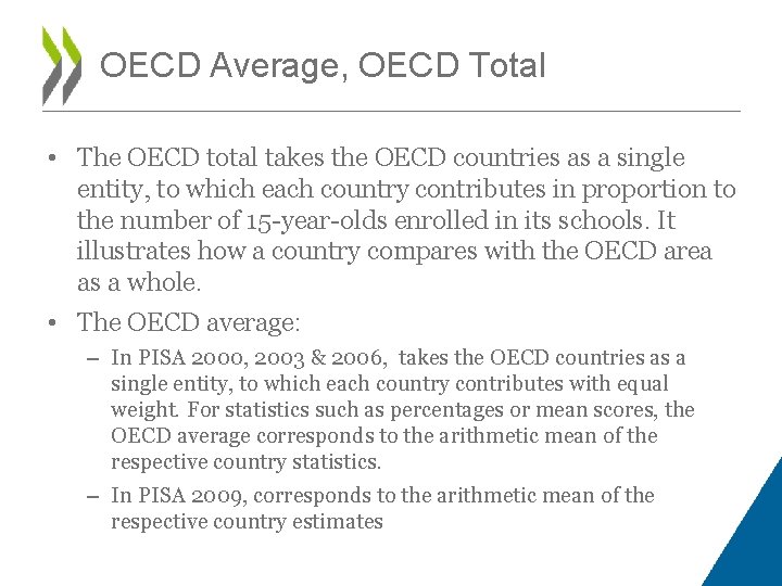 OECD Average, OECD Total • The OECD total takes the OECD countries as a