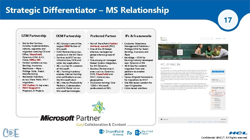 Strategic Differentiator – MS Relationship GTM Partnership • • • End to End Services