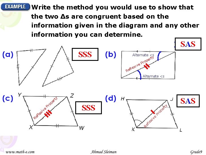 Write the method you would use to show that the two ∆s are congruent