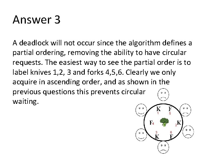 Answer 3 A deadlock will not occur since the algorithm defines a partial ordering,