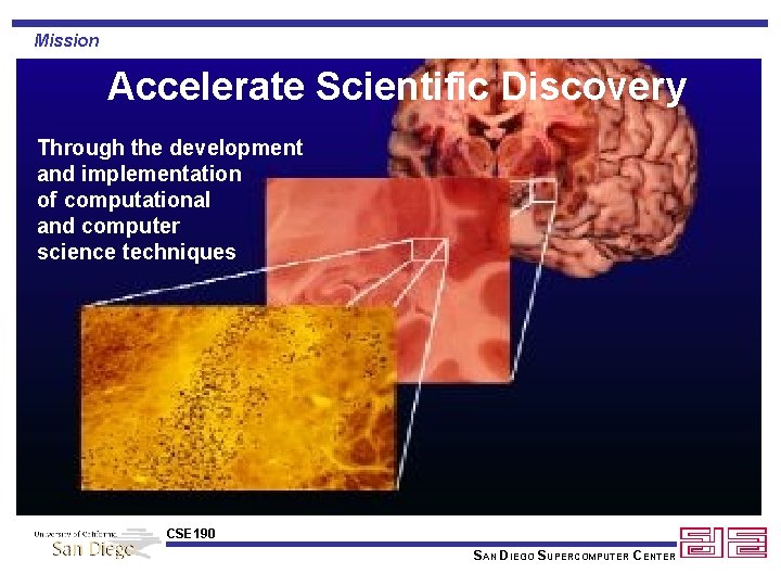 Mission Accelerate Scientific Discovery Through the development and implementation of computational and computer science