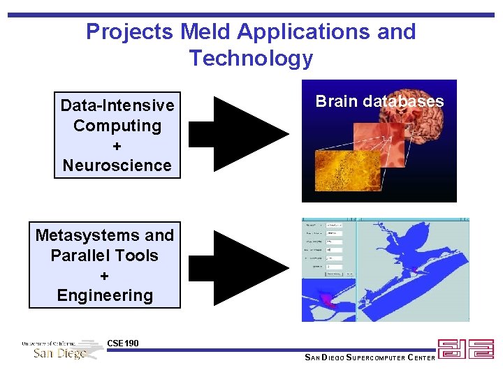 Projects Meld Applications and Technology Data-Intensive Computing + Neuroscience Brain databases Metasystems and Parallel