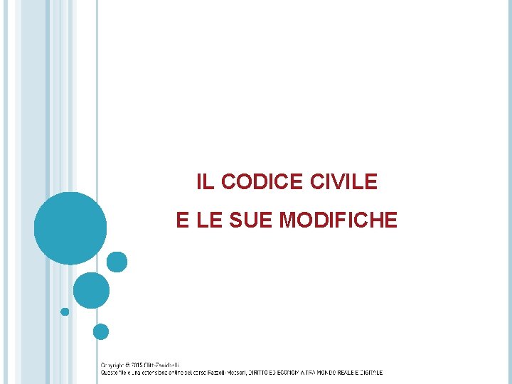 IL CODICE CIVILE E LE SUE MODIFICHE 