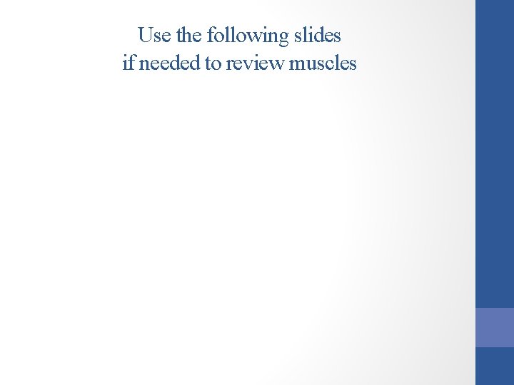 Use the following slides if needed to review muscles 