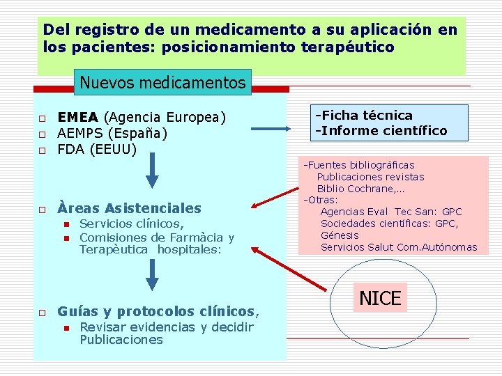 Del registro de un medicamento a su aplicación en los pacientes: posicionamiento terapéutico Nuevos