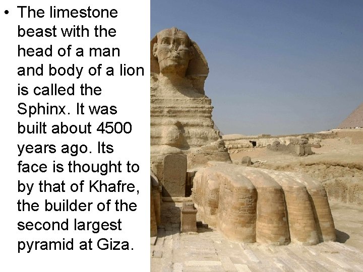  • The limestone beast with the head of a man and body of