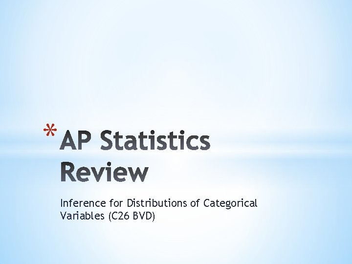 * Inference for Distributions of Categorical Variables (C 26 BVD) 