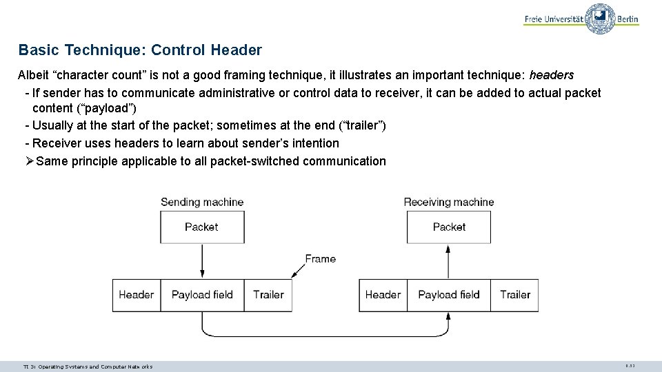 Basic Technique: Control Header Albeit “character count” is not a good framing technique, it Basic Technique: Control Header Albeit “character count” is not a good framing technique, it