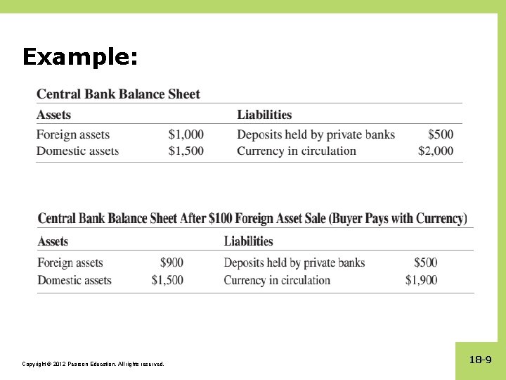 Example: Copyright © 2012 Pearson Education. All rights reserved. 18 -9 