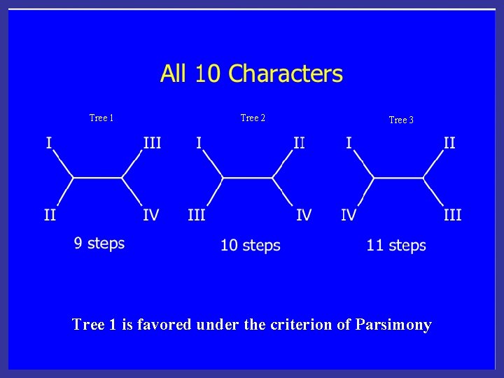 Tree 1 Tree 2 Tree 3 Tree 1 is favored under the criterion of