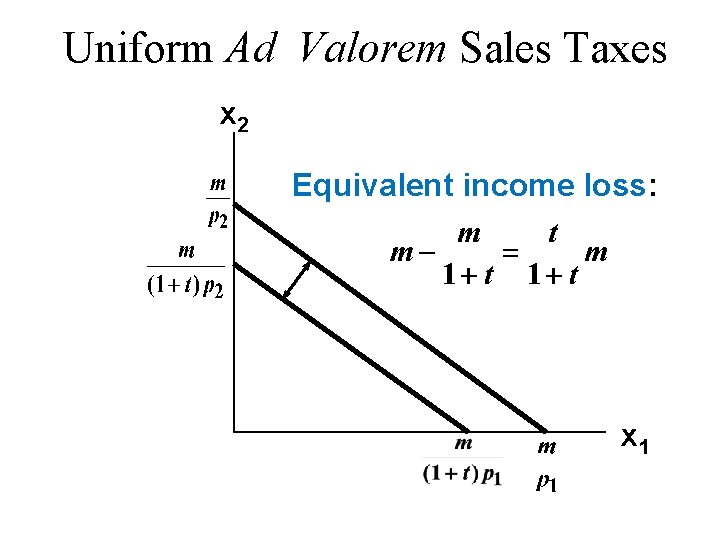 Uniform Ad Valorem Sales Taxes x 2 Equivalent income loss: x 1 