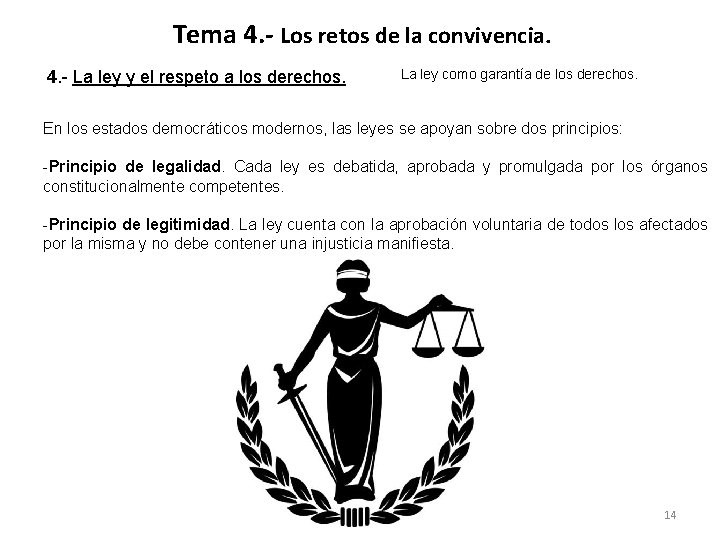 Tema 4. - Los retos de la convivencia. 4. - La ley y el Tema 4. - Los retos de la convivencia. 4. - La ley y el