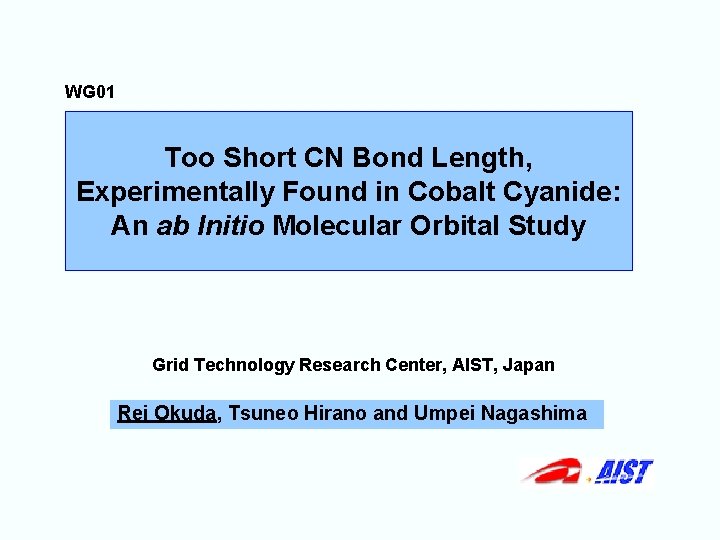 WG 01 Too Short CN Bond Length, Experimentally Found in Cobalt Cyanide: An ab