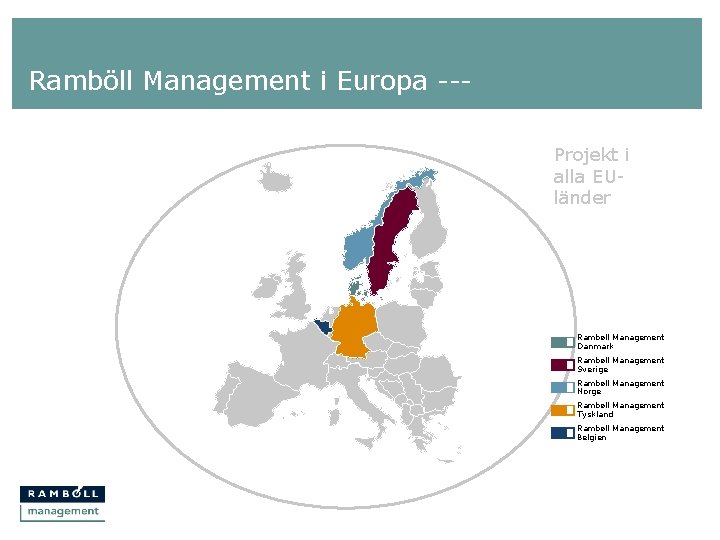 Ramböll Management i Europa --Projekt i alla EUländer Rambøll Management Danmark Rambøll Management Sverige