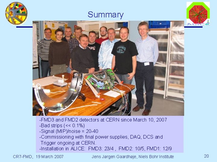 Summary -FMD 3 and FMD 2 detectors at CERN since March 10, 2007 -Bad