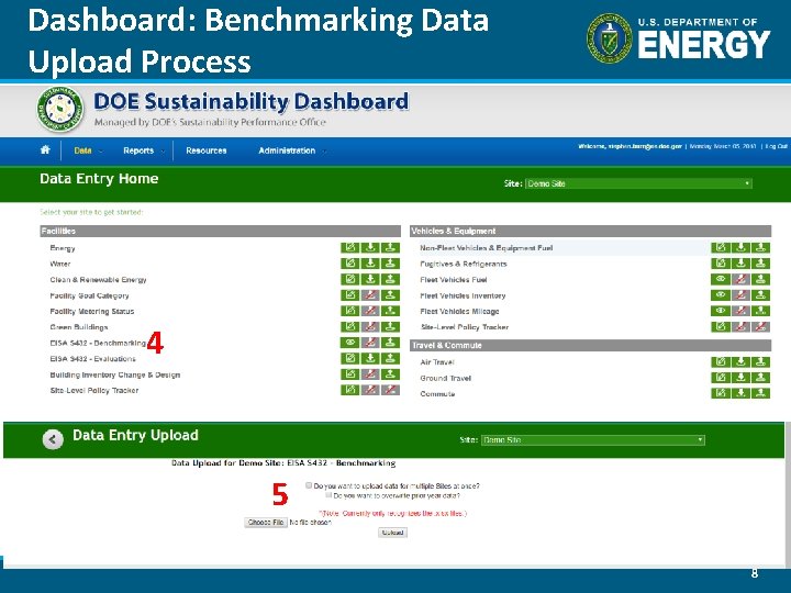 Dashboard: Benchmarking Data Upload Process 4 5 8 